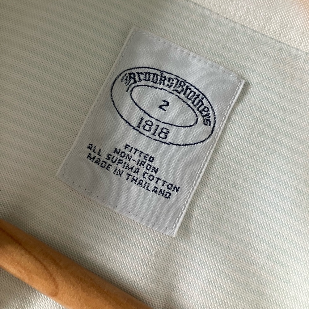 BROOKS BROTHERS Mint Green and White Striped Cotton Button Down Size 2 - Picture 12 of 13